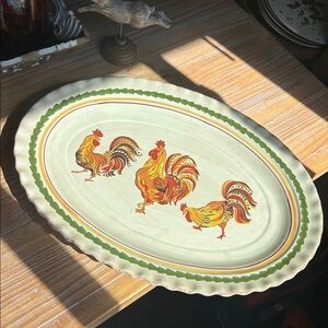 Williams-Sonoma Tuscan Rooster Oval Serving Platter, Handmade In Italy.